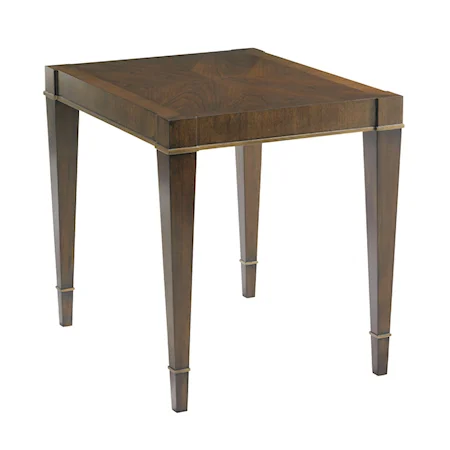 Contemporary Inverness End Table with Gold Tipping